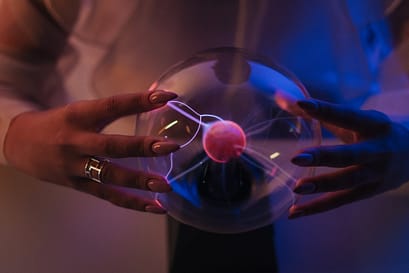 magnetic ball being held by woman