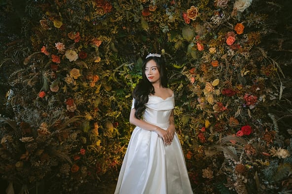 photo of a bride looking sideways